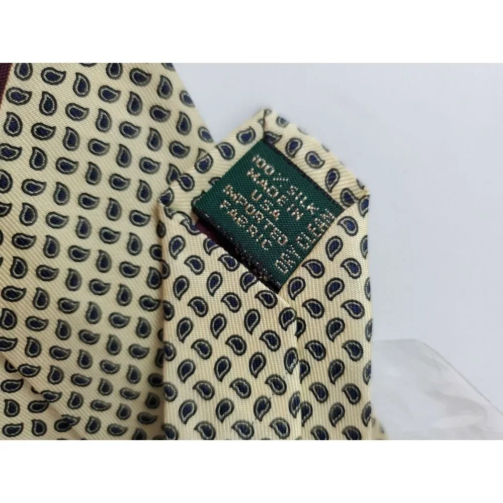 NWOT J Crew Men's Silk Necktie Yellow Green Paisley Print‎ Preppy